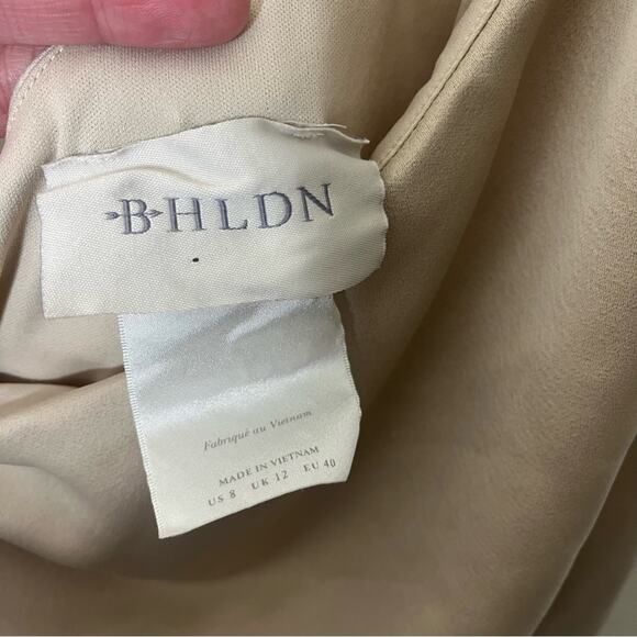 BHLDN Anthropologie Dylan One-Shoulder Satin Side Slit Gown Champagne Womens 8 - Picture 7 of 11